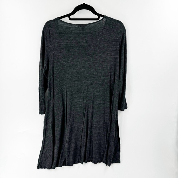 ✅ EILEEN FISHER Charcoal Ballet Neckline Long Sleeve Side Slits Tunic SIZE LARGE - Picture 3 of 4